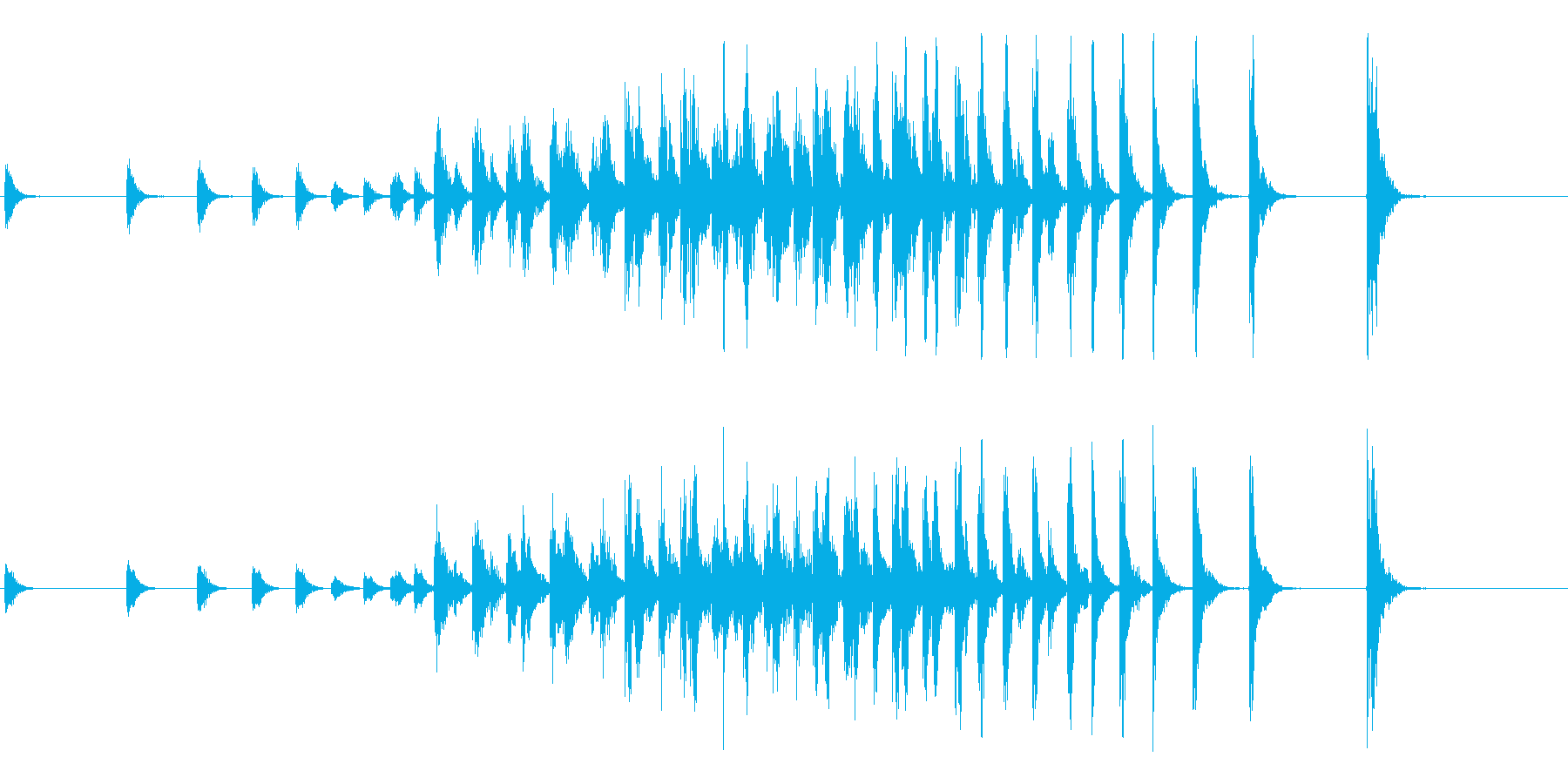 和太鼓によるオープニング等に最適な連打音の再生済みの波形