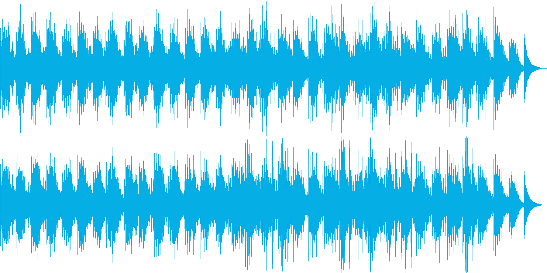 ゆったりとしたシンセ・ピアノなどの曲の再生済みの波形