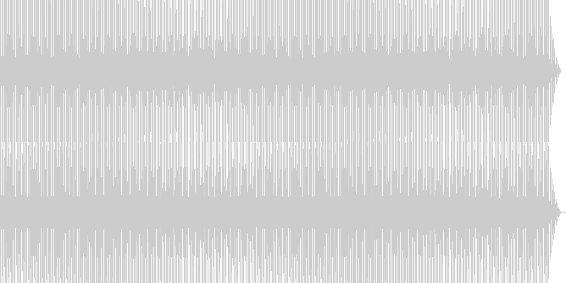 機械的なシンセと4つ打ちの未再生の波形