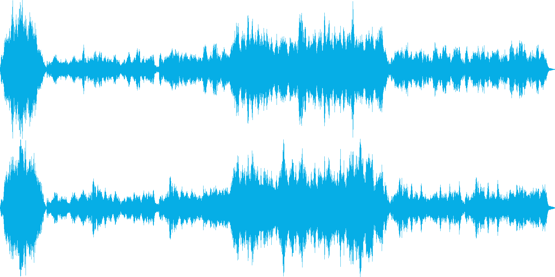 悲壮感漂うオーケストラによる回想シーン曲の再生済みの波形