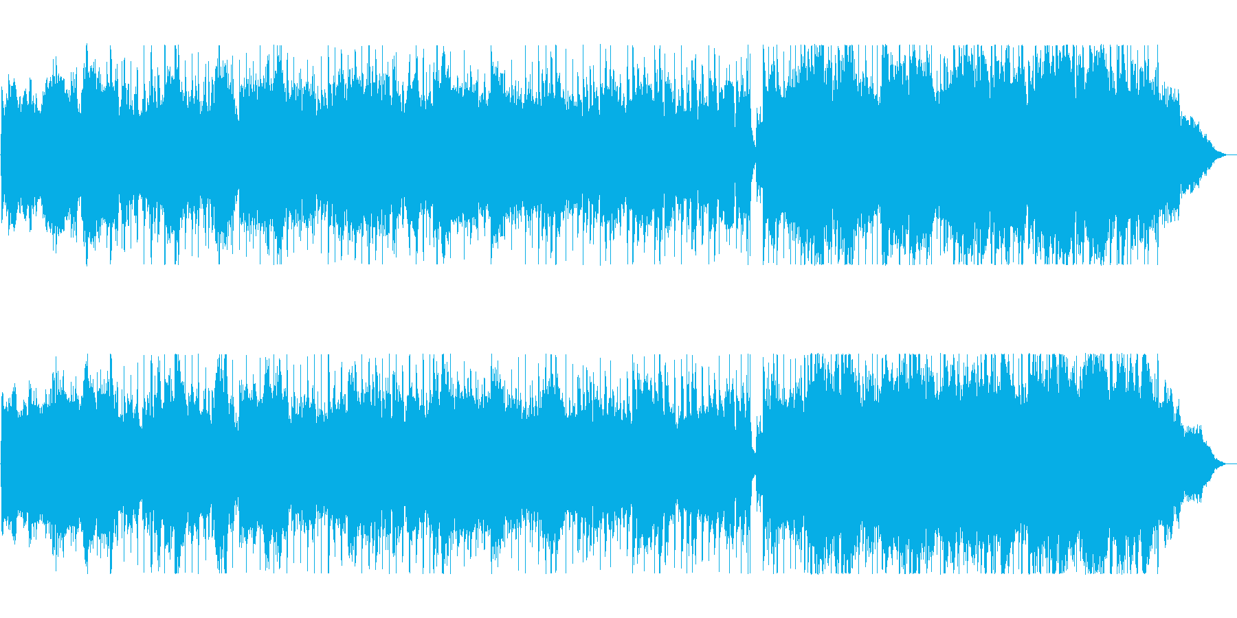 明るく広がりのある壮大なシンセサイザー曲の再生済みの波形