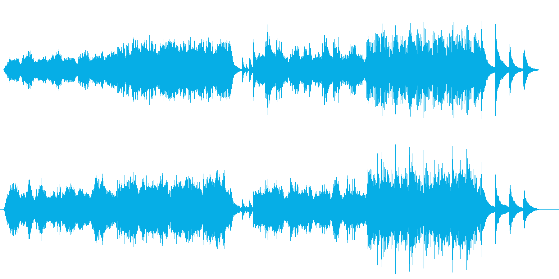 シリアスシーンで感情の高ぶった時の曲の再生済みの波形