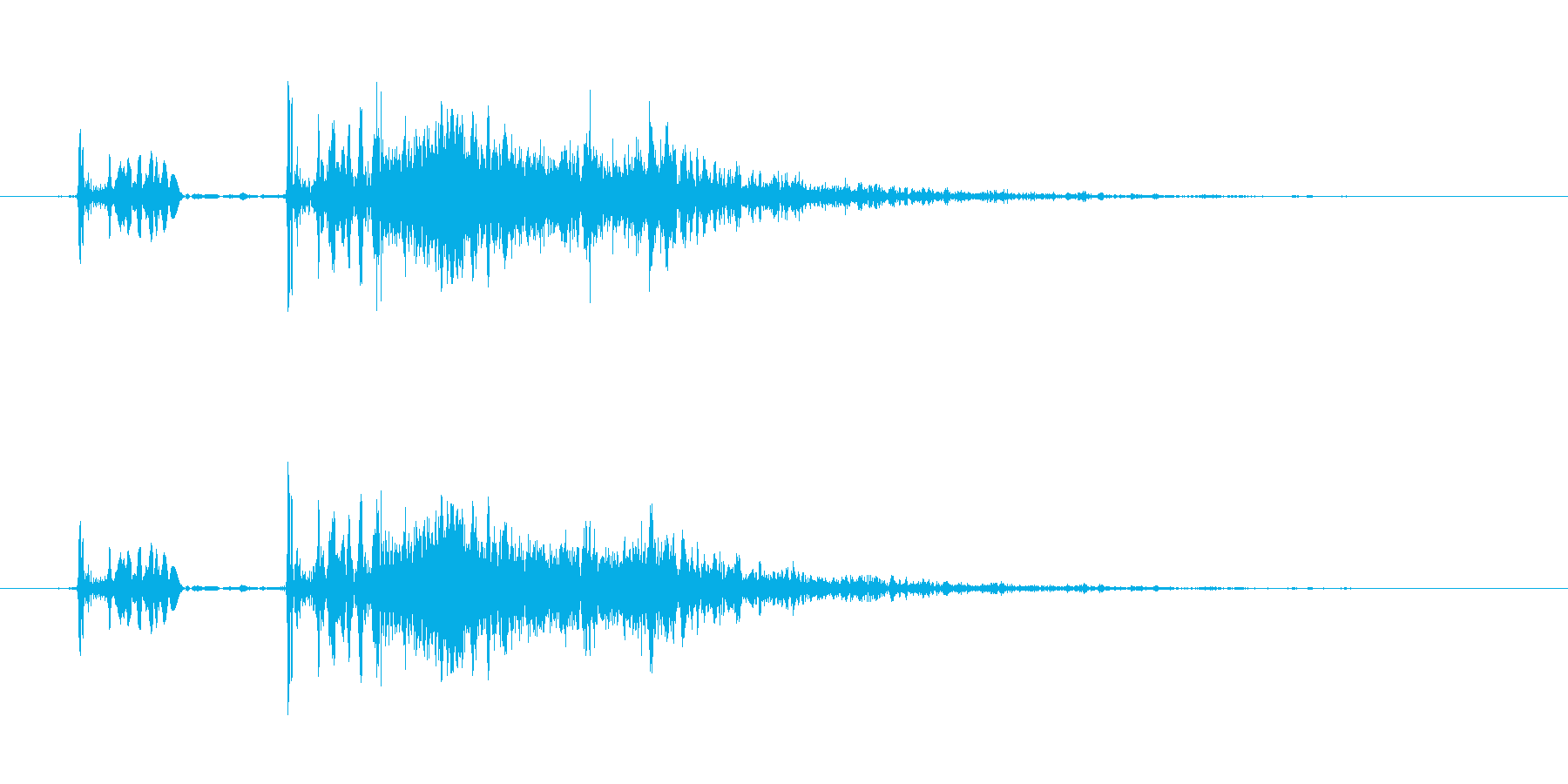 同一音をエフェクト加工したクリック音で…の再生済みの波形