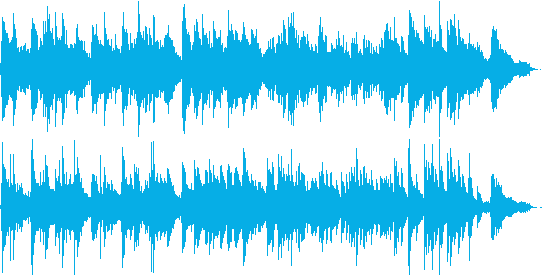 約1分。幻想的な雰囲気のピアノ楽曲の再生済みの波形