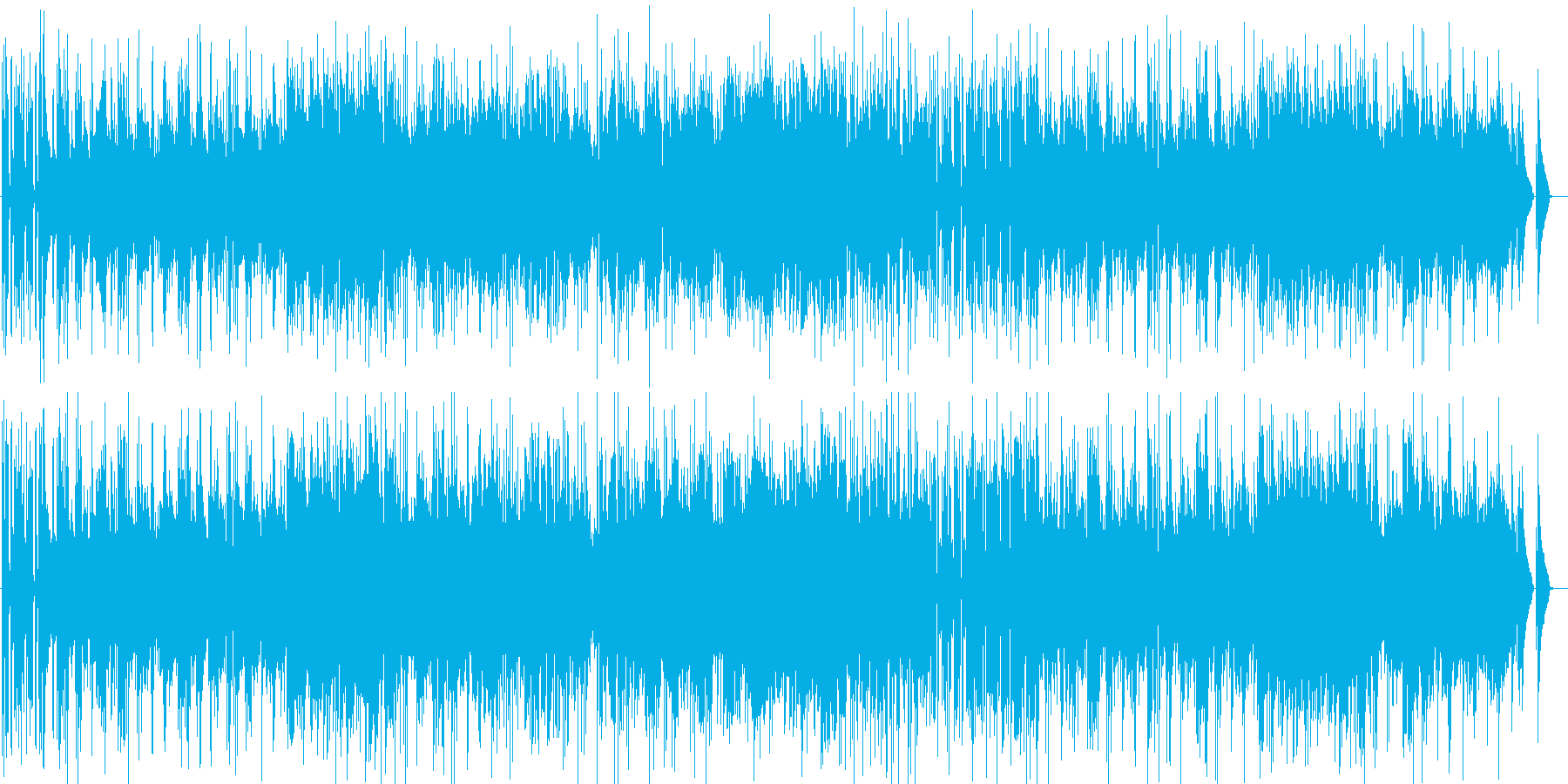 ゆっくり明るいボサノバジャズの曲の再生済みの波形