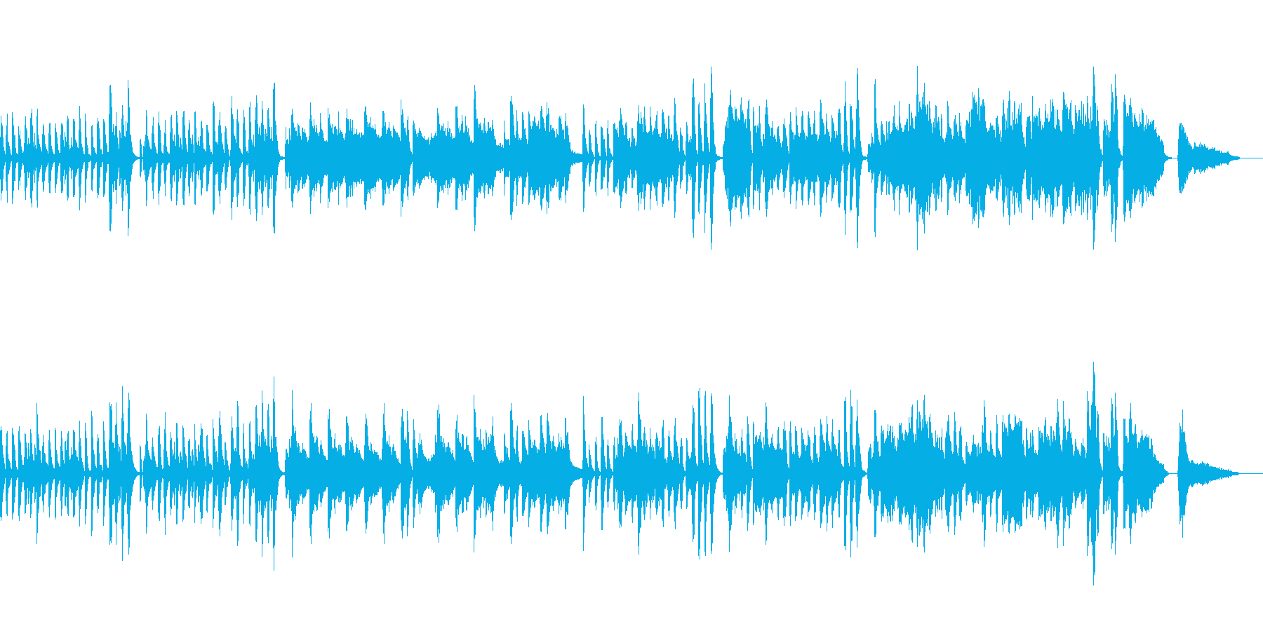 テンポのよい日常的な会話シーンの音楽の再生済みの波形
