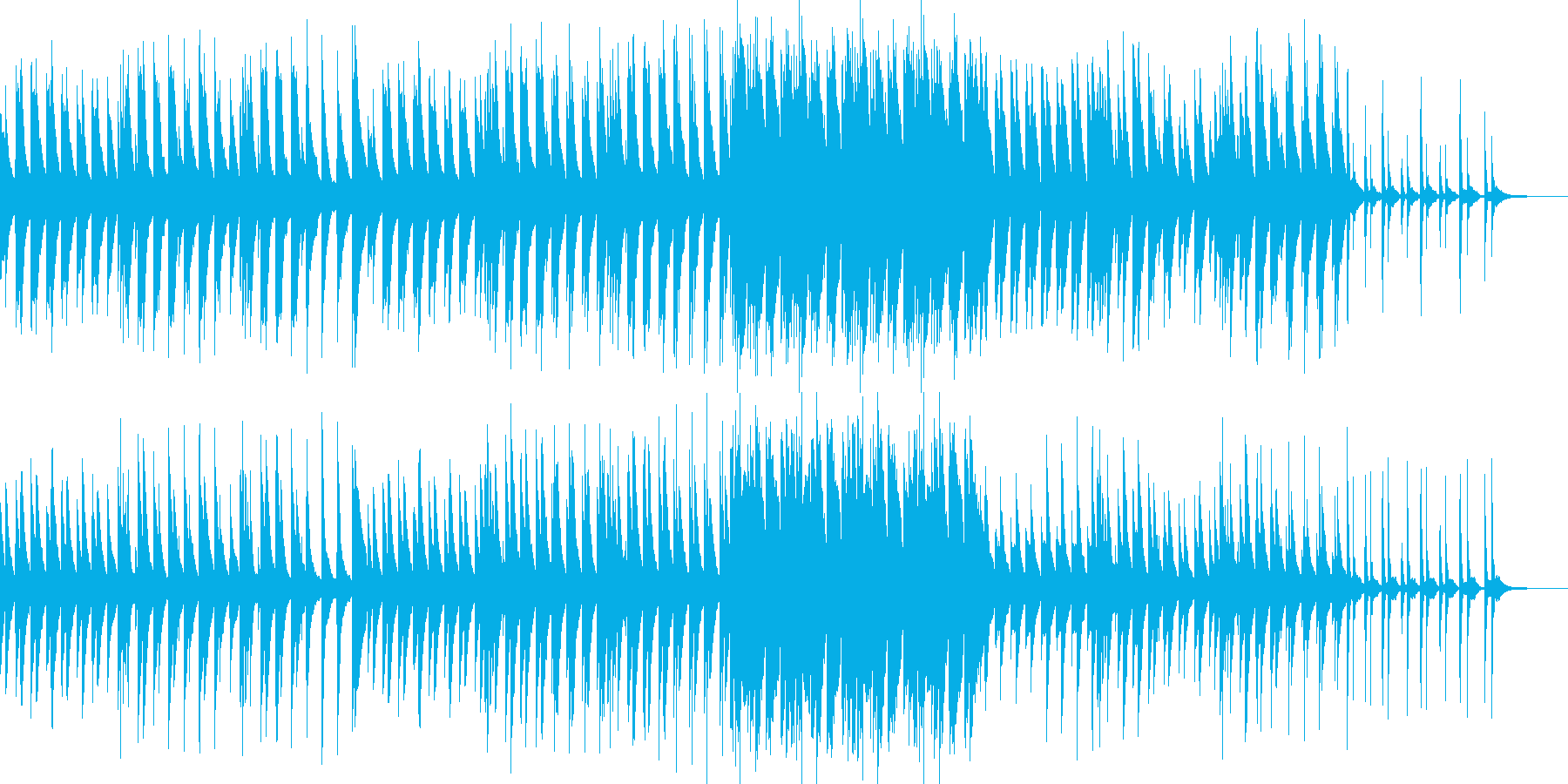 ピアノソロの怪しげな三拍子のワルツ曲の再生済みの波形