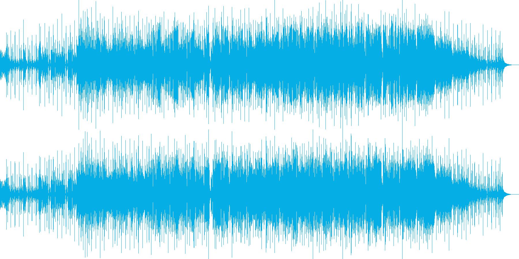 元気な掛け声とともに始まるリズミカルな曲の再生済みの波形