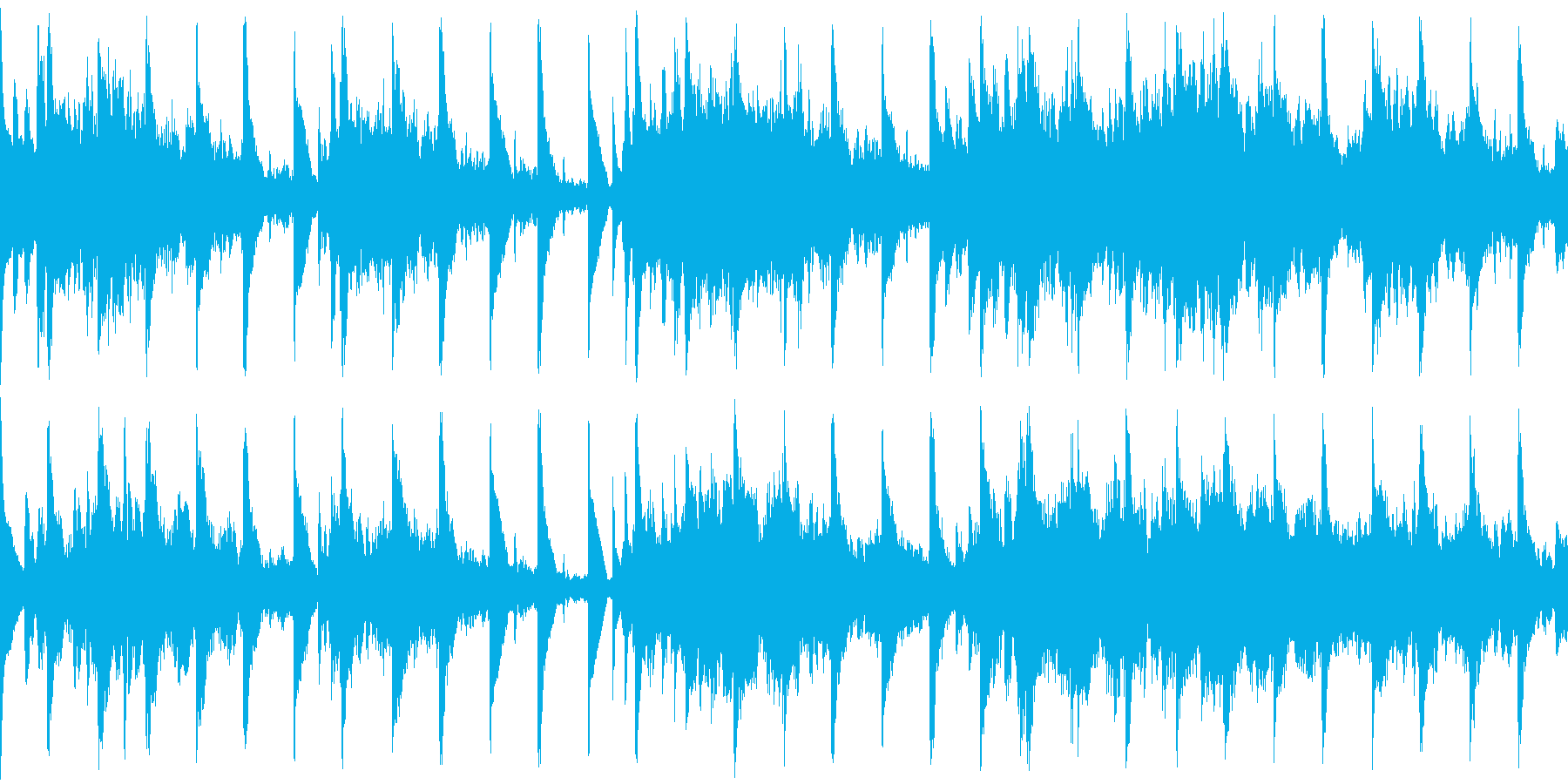 淡々としたリズムを刻む楽曲です。の再生済みの波形