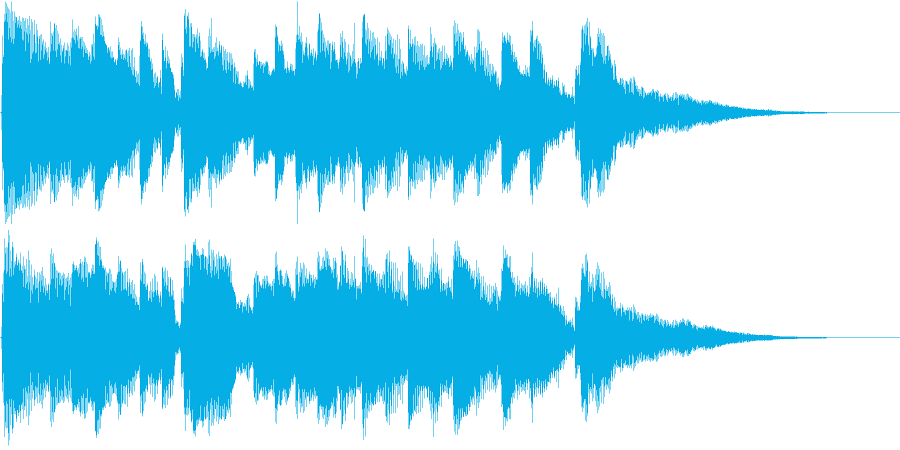 ギターとピアノによる15秒のジングル曲の再生済みの波形