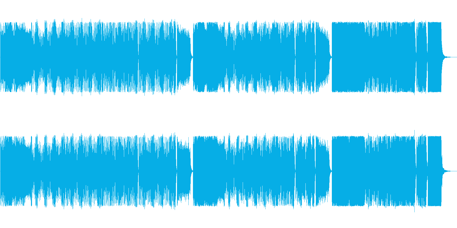 悪役登場、悪だくみの始まり、怪しげな曲の再生済みの波形