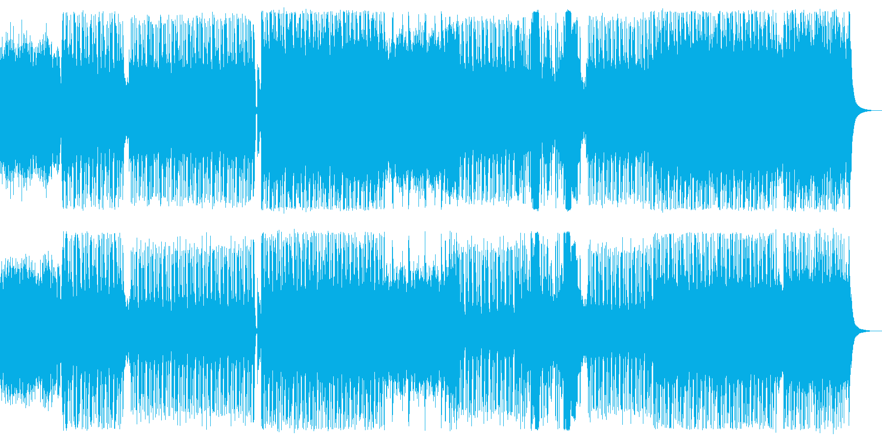 ロックっぽいギター/ベースのリフ曲の再生済みの波形