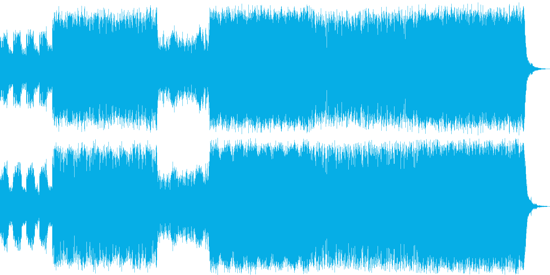 攻撃的なリードシンセとピアノの戦闘曲の再生済みの波形