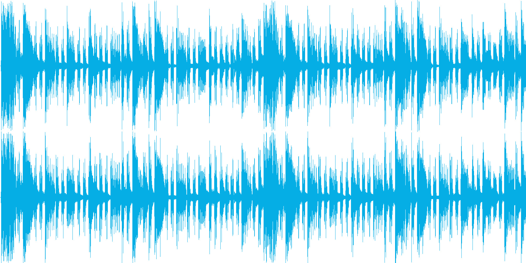 細かく刻まれたリズムをもとにした楽曲で…の再生済みの波形