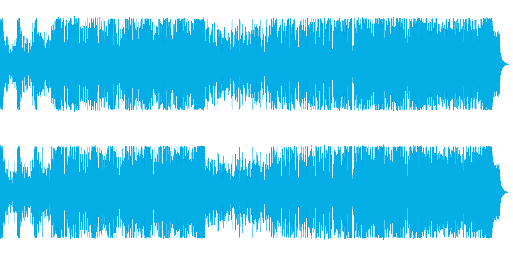 シンセサイザーとドラムのリズミカルな曲の再生済みの波形