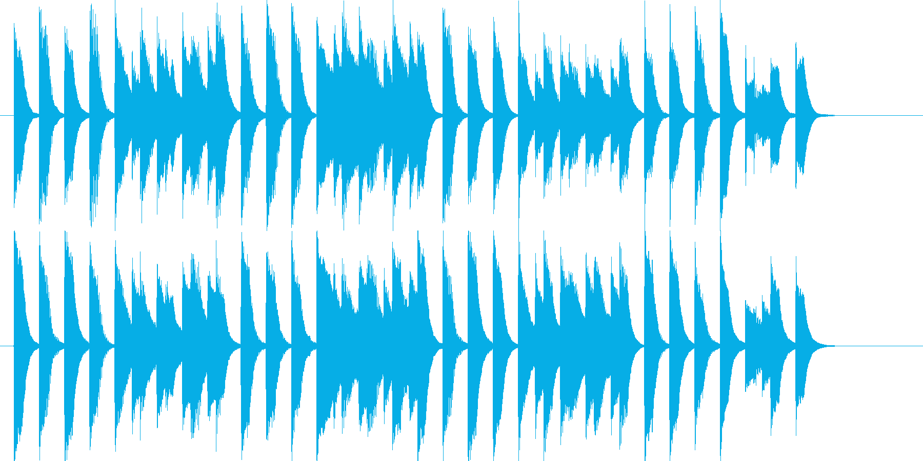 軽快なほのぼのピアノ曲の再生済みの波形