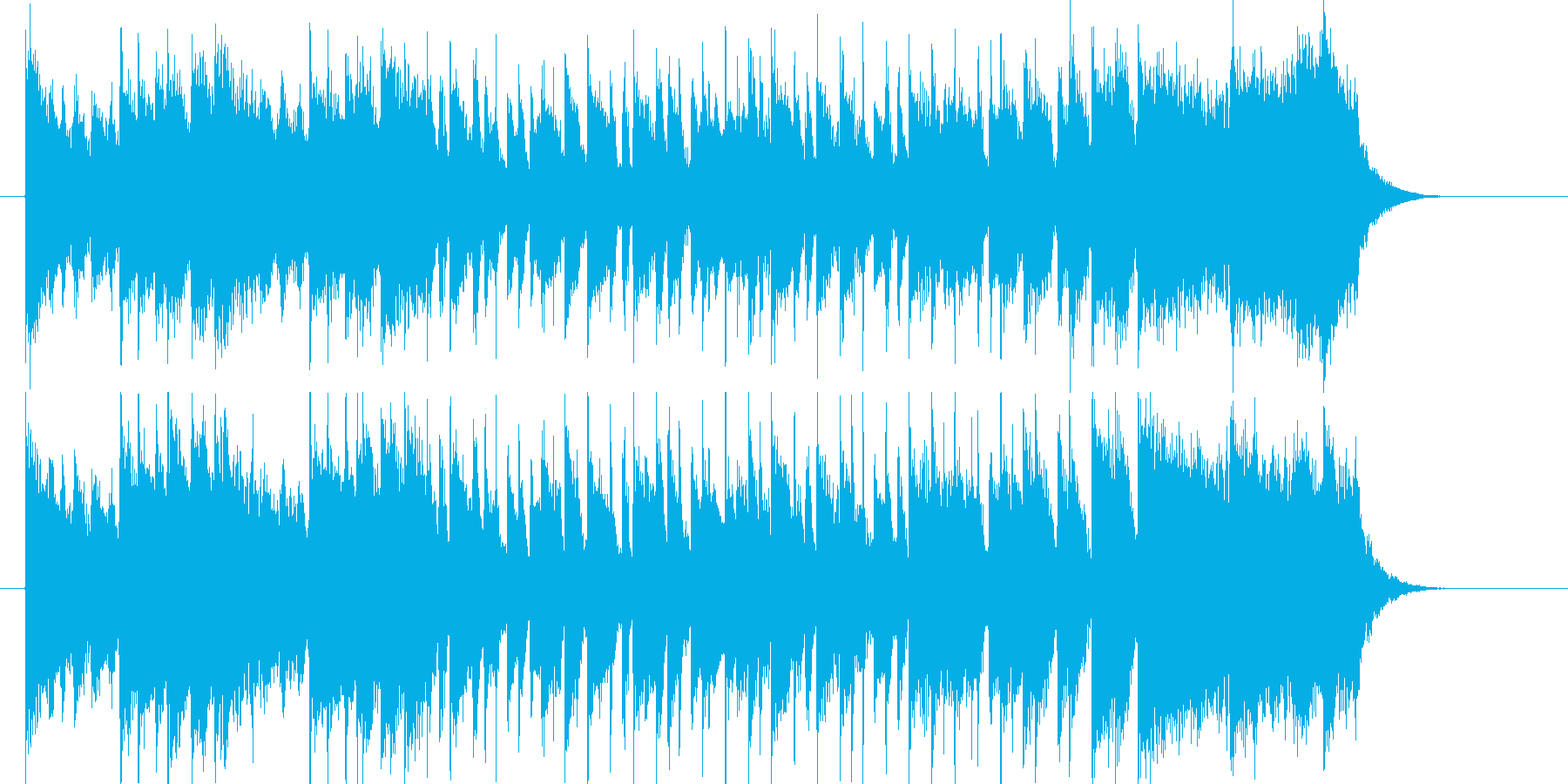 激しくてアップテンポなリズムのジングル曲の再生済みの波形