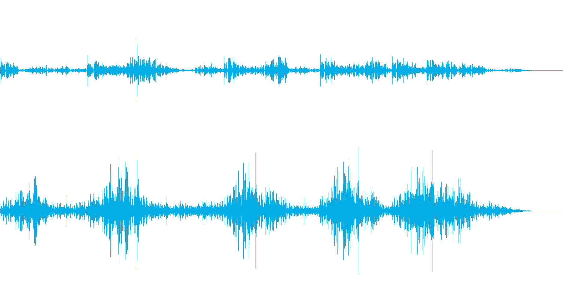 水から気泡があふれる音・水滴の落ちる音の再生済みの波形