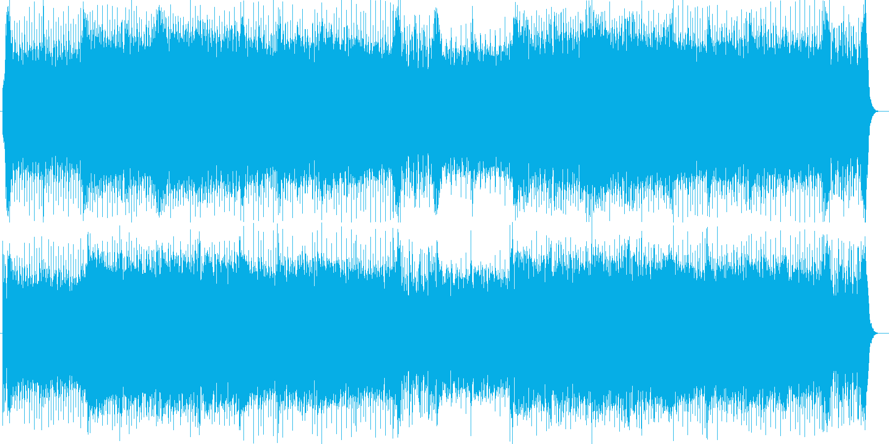 重厚で壮大な広がりのあるドラムの効いた曲の再生済みの波形
