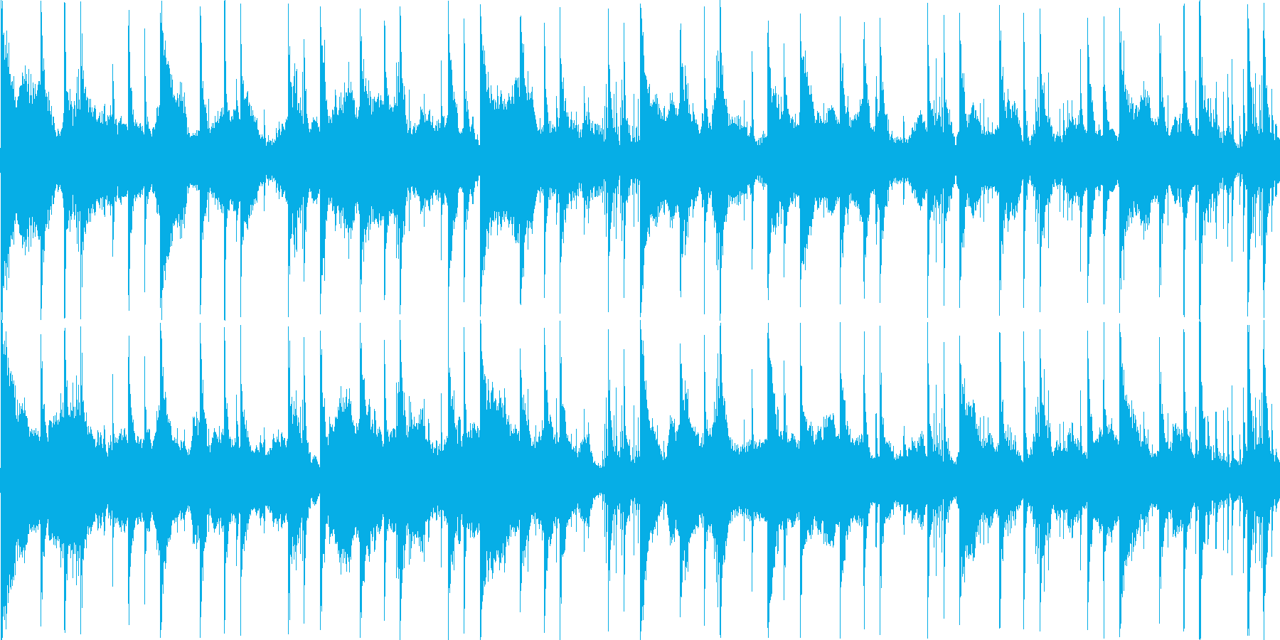 細かく刻まれたリズムをもとにした楽曲で…の再生済みの波形