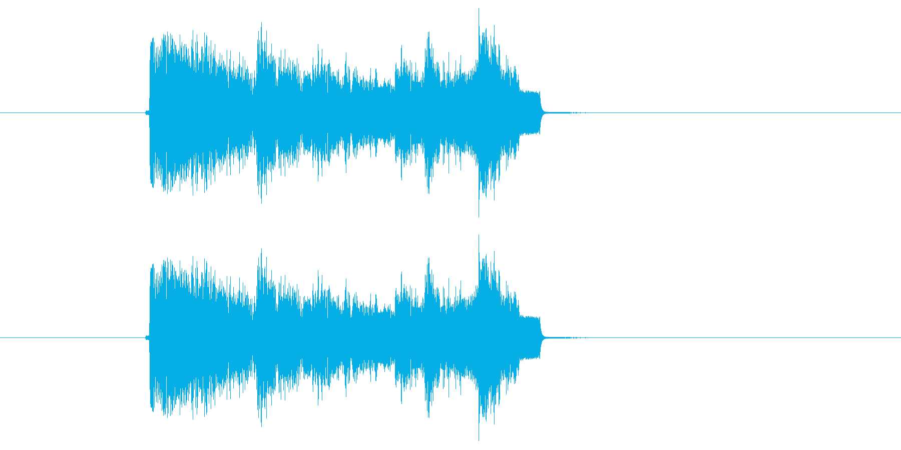 激しいギター音(弦、弾く)の再生済みの波形
