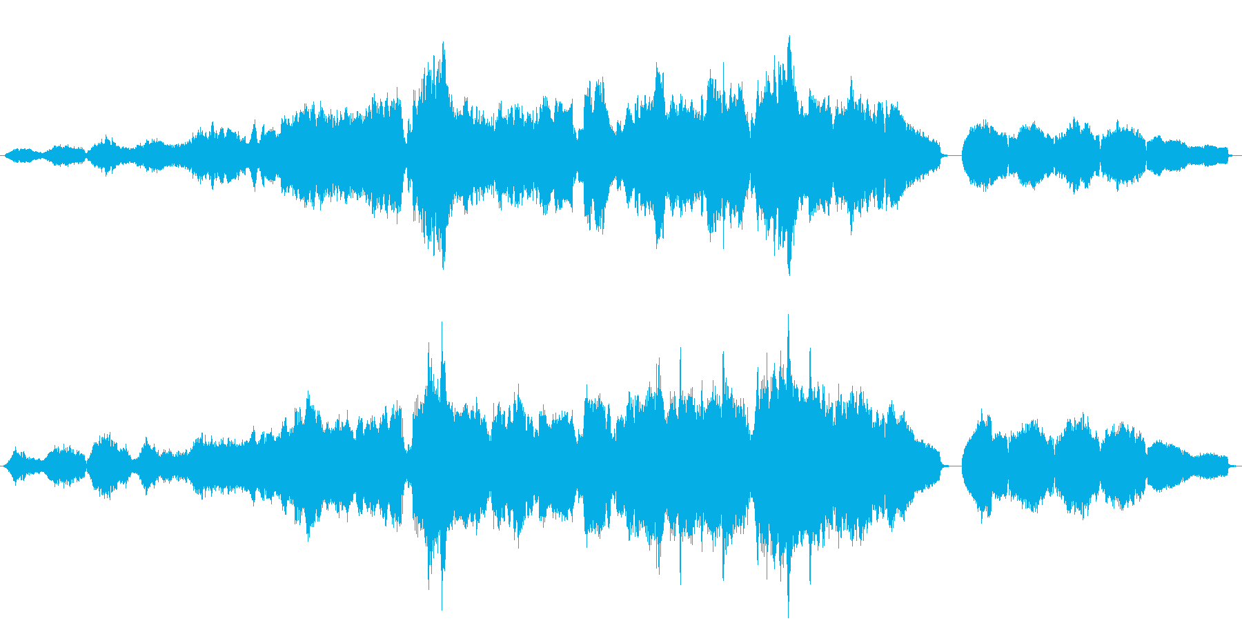 ピアノとオーケストラの静かな曲の再生済みの波形