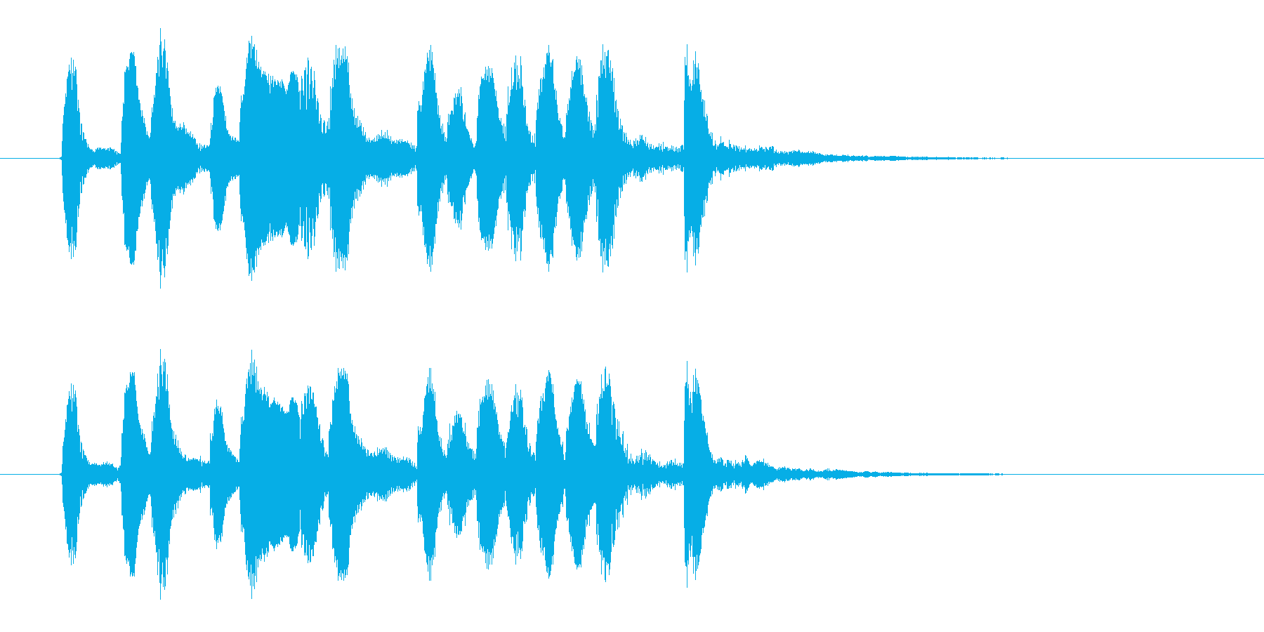 コミカルなリズム音(ゲーム、ジングル)の再生済みの波形