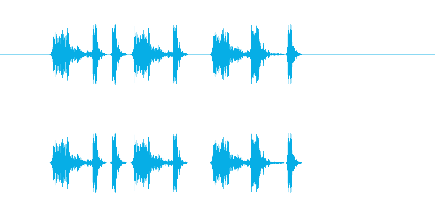コミカルなリズム音(ゲーム、ジングル)の再生済みの波形