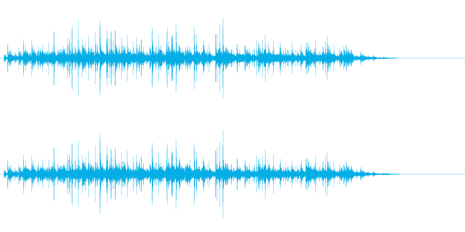 「カラカラ〜」ウッドチャイムの音リバーブの再生済みの波形
