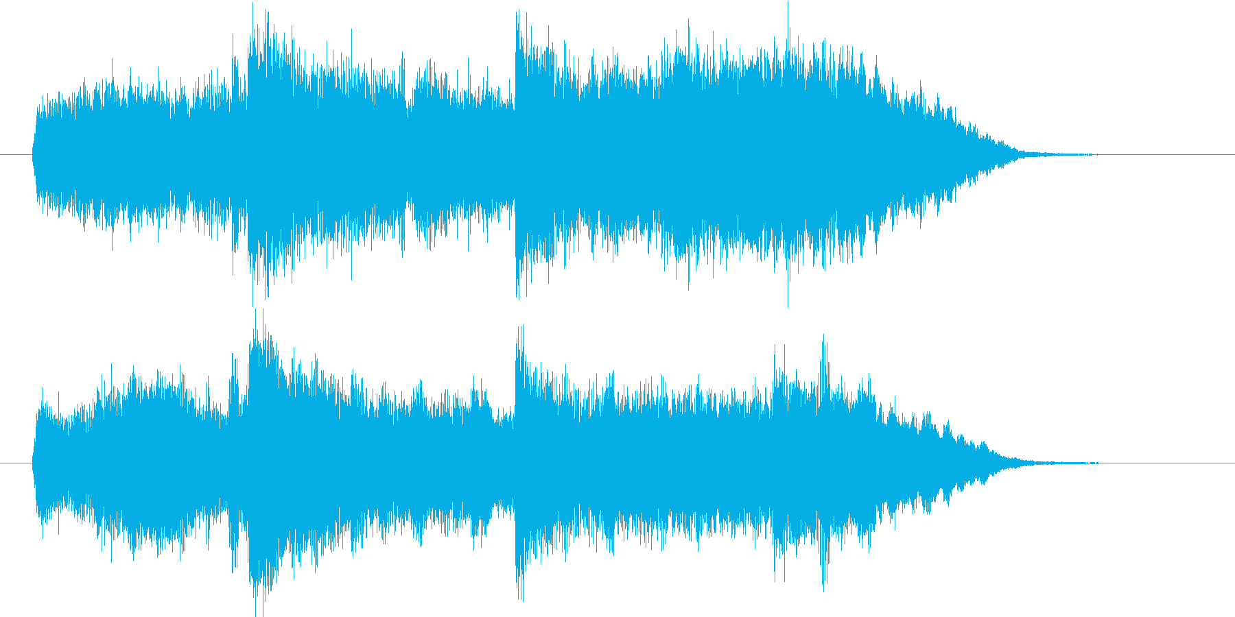 シンセによるシンプルなコード進行の楽曲の再生済みの波形