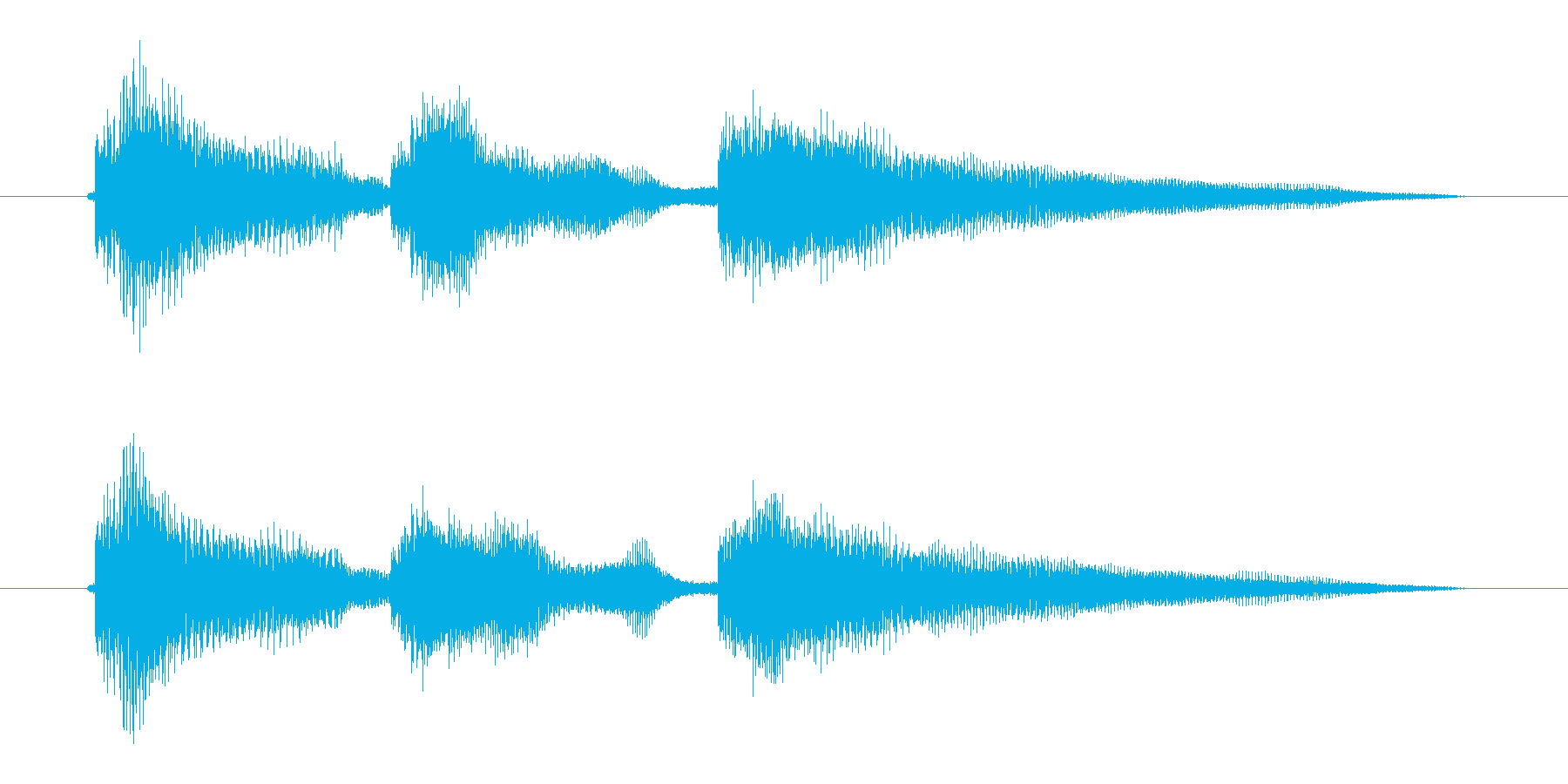 シンプルギター音(弦、弾く)の再生済みの波形