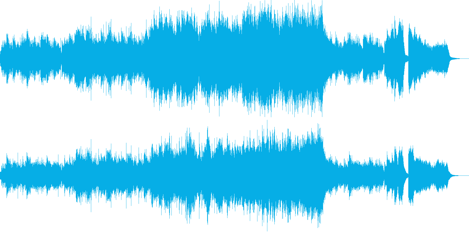 ピアノと弦楽器のわくわくするBGMの再生済みの波形