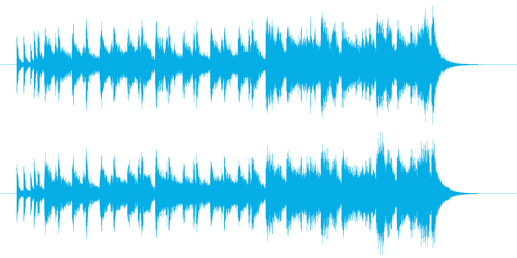 ドラム混じりの明るいシンセサイザーの曲の再生済みの波形