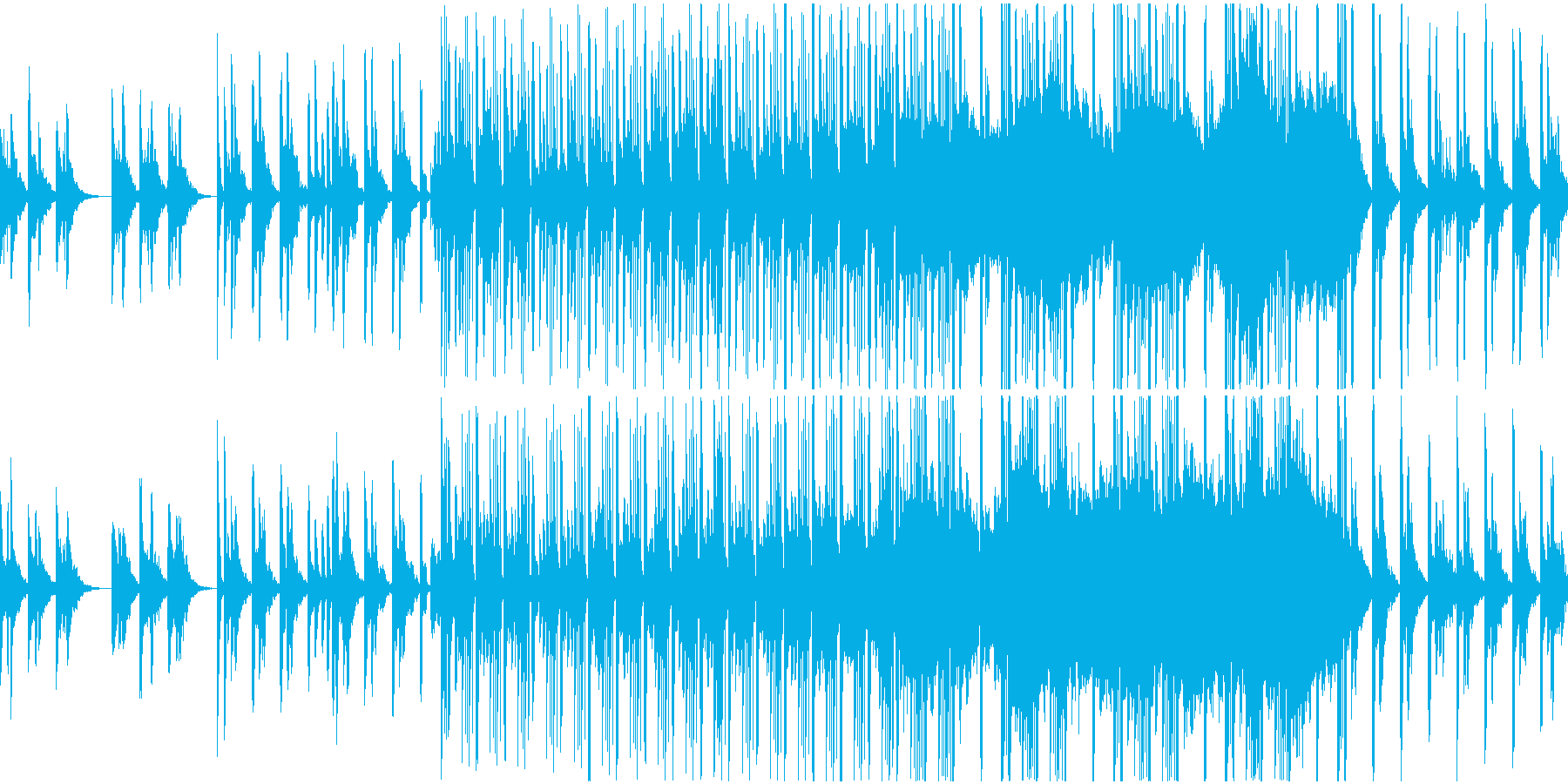 切ないピアノと荒廃的なドラムのループ曲の再生済みの波形