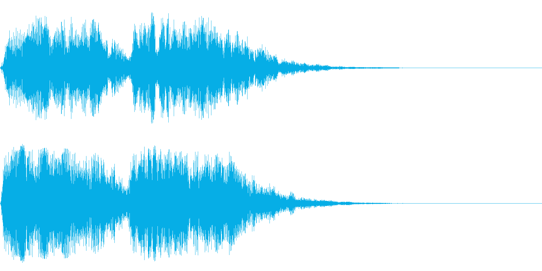 ぼやけて広がっていく効果音の再生済みの波形