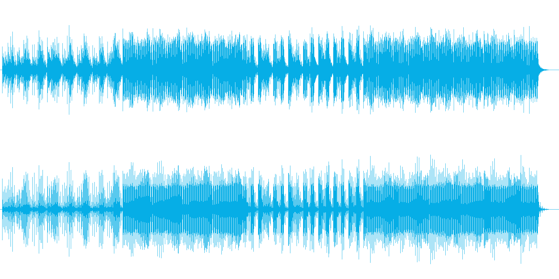 高音で変則ビートの打ち込み系テクノ曲の再生済みの波形