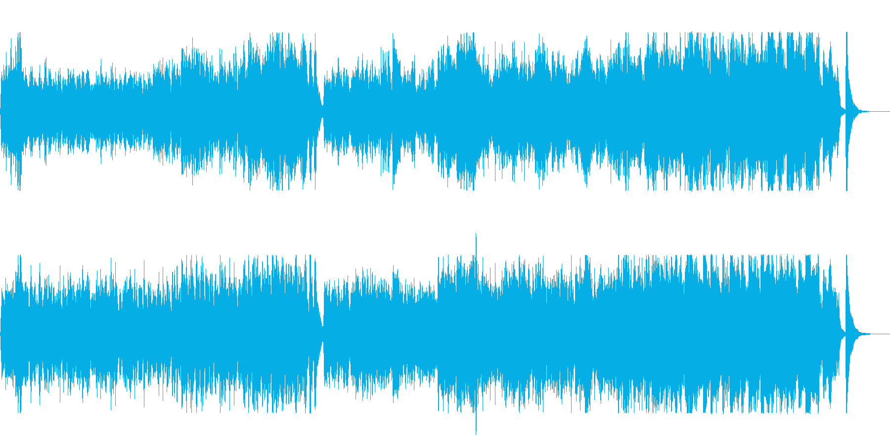 明るく楽しい映像にぴったりのオーケストラの再生済みの波形