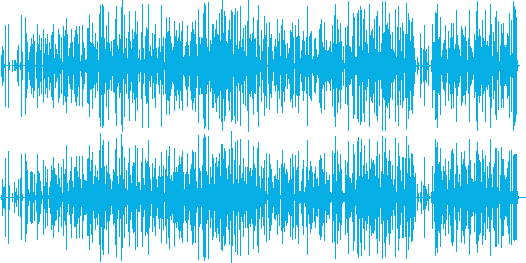 キラキラした音とベースが効いたロックの曲の再生済みの波形