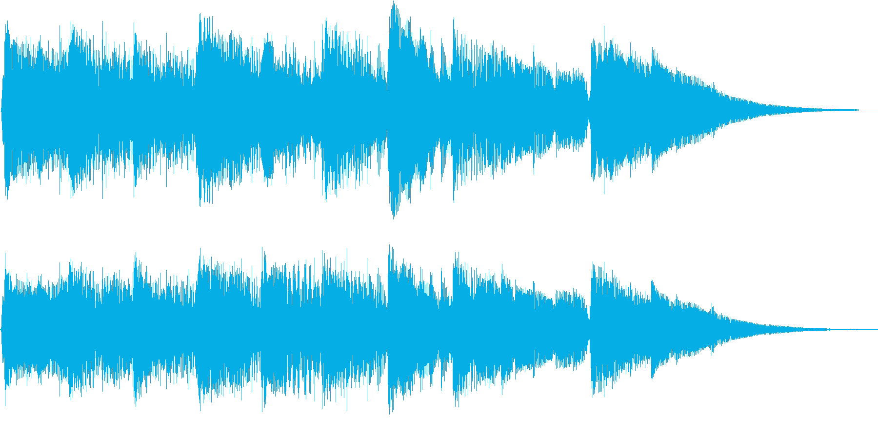 ギターとピアノによる15秒のジングル曲の再生済みの波形