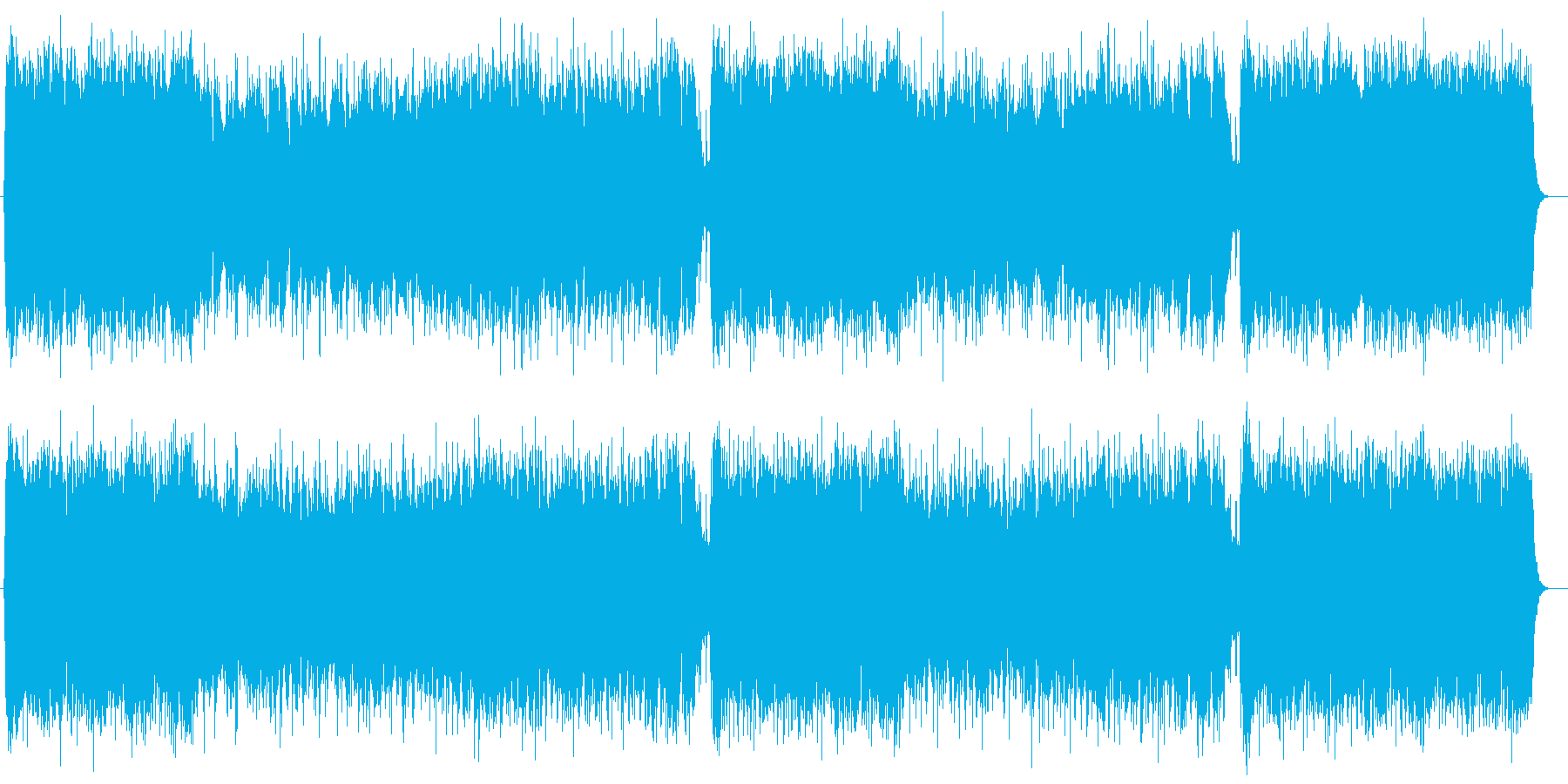 シンセサイザーの壮大でポジティブなBGMの再生済みの波形