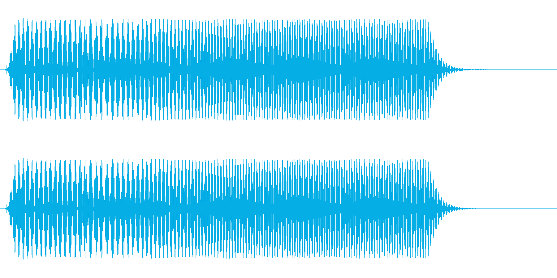サイレンのようで、高めで短めの効果音の再生済みの波形
