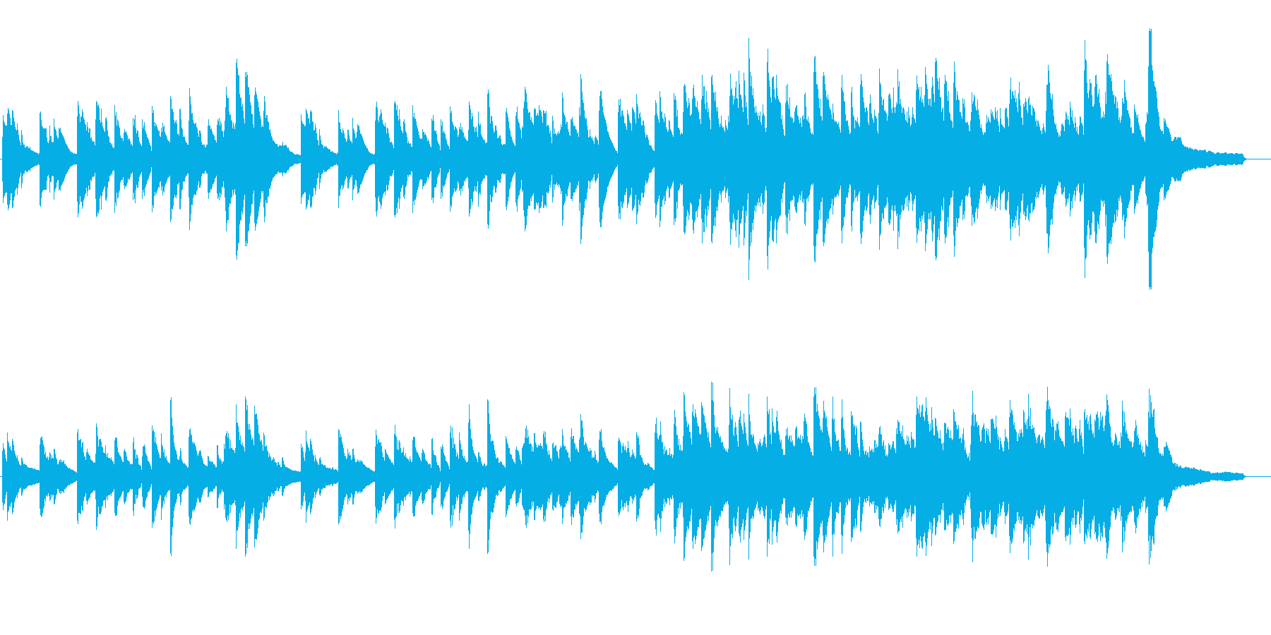ピアノの、ゆったりした旋律の楽曲の再生済みの波形