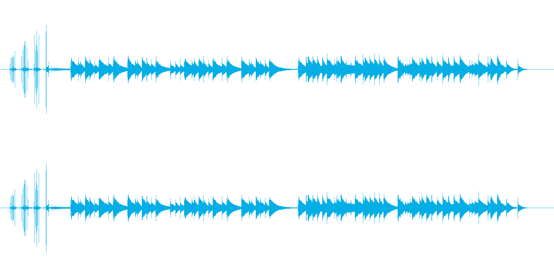 オルゴールのネジを巻き止まるまでの短い曲の再生済みの波形