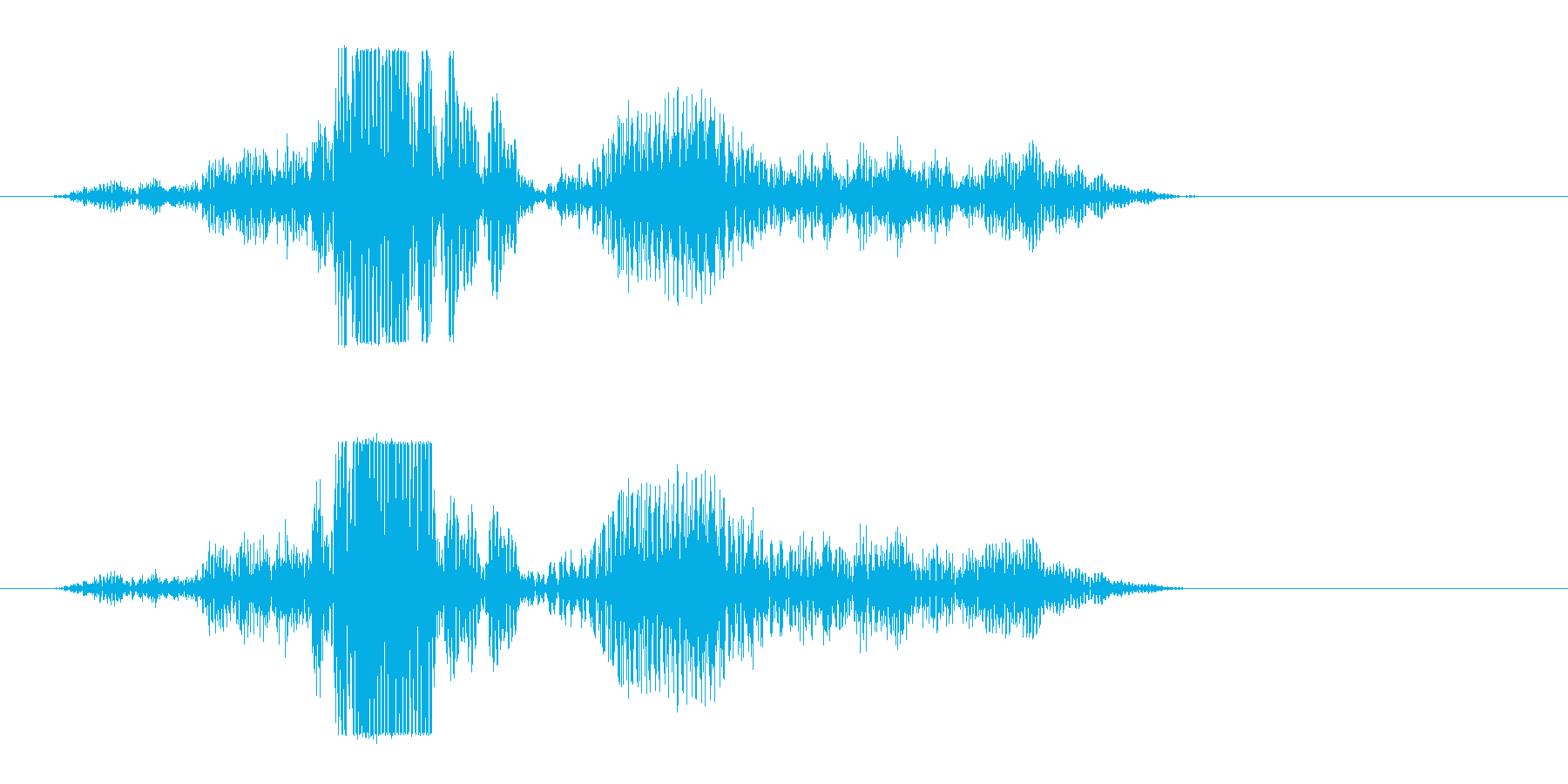 軽く響くエフェッという音の再生済みの波形