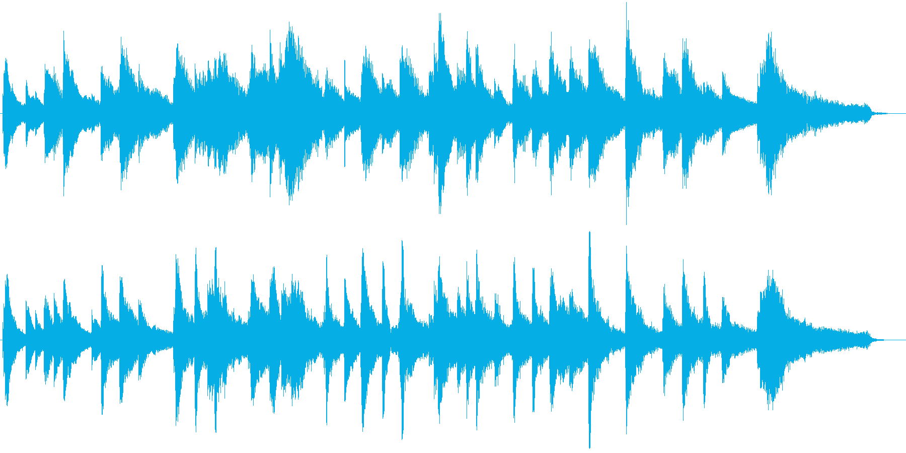 約45秒のピアノ曲。夜の静けさのような曲の再生済みの波形