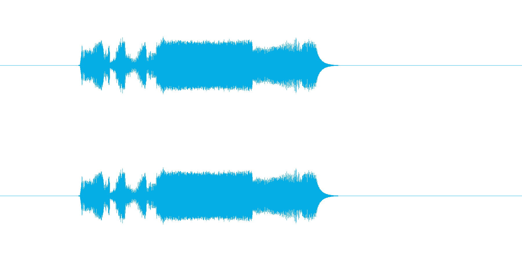 激しいギター音(弦、弾く)の再生済みの波形