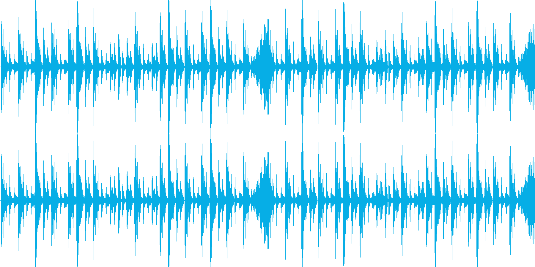 ドラムンベースを基本にした楽曲です。の再生済みの波形