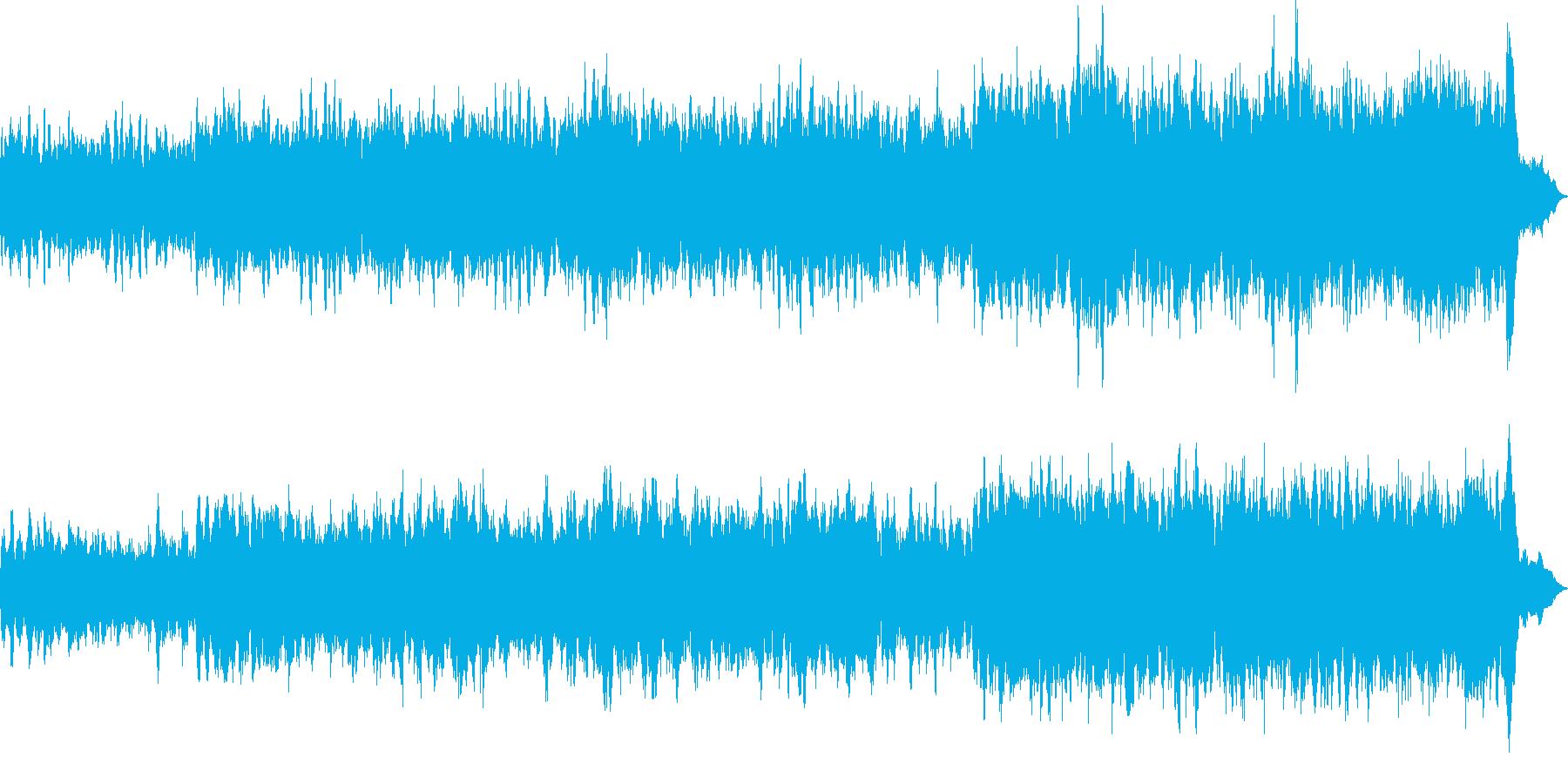 ピアノとストリングスの情熱的な曲の再生済みの波形