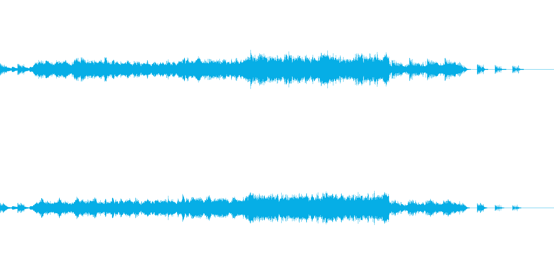 ピアノがメインの寒さを感じる楽曲の再生済みの波形