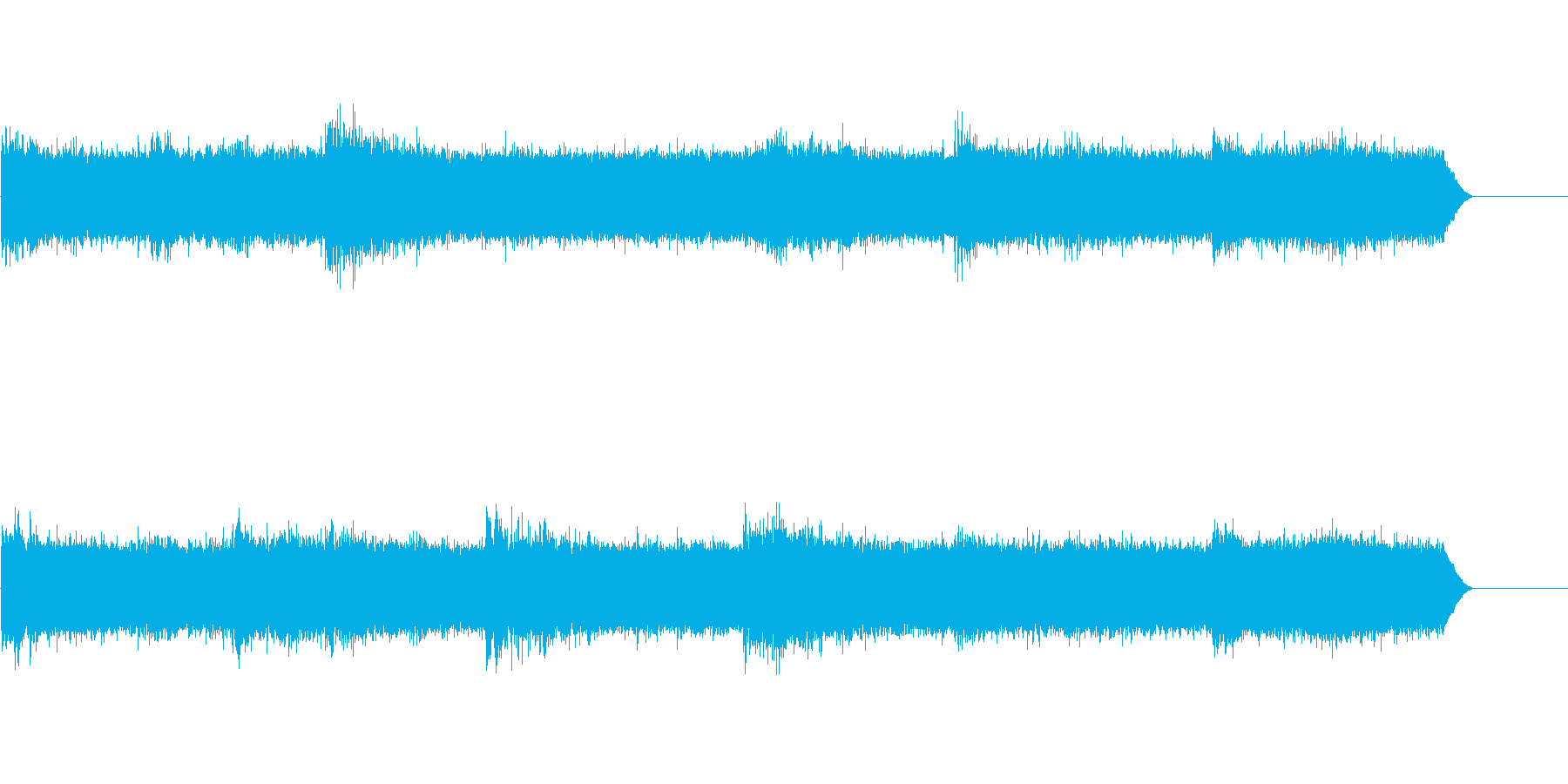 シンセと録音素材で制作した雨の音+雷の再生済みの波形